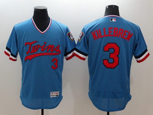 Twins #3 Harmon Killebrew Light Blue Flexbase Authentic Collection Cooperstown Stitched MLB Jersey - Click Image to Close